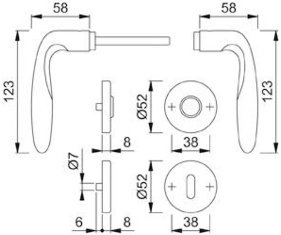 Hoppe Verona E1800Z/42KV/42KVS 8mm OB F69 VA matt TS 37-42mm Maniglie per porte